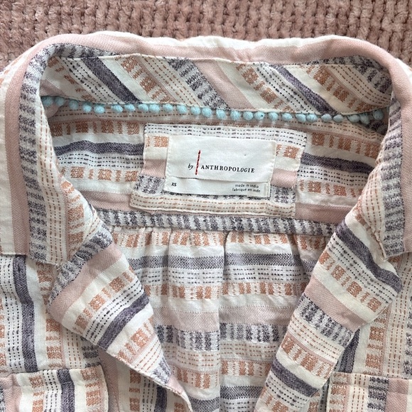 By Anthropologie Cropped Stripes Utility Pull-over Top Size XS - Picture 3 of 8